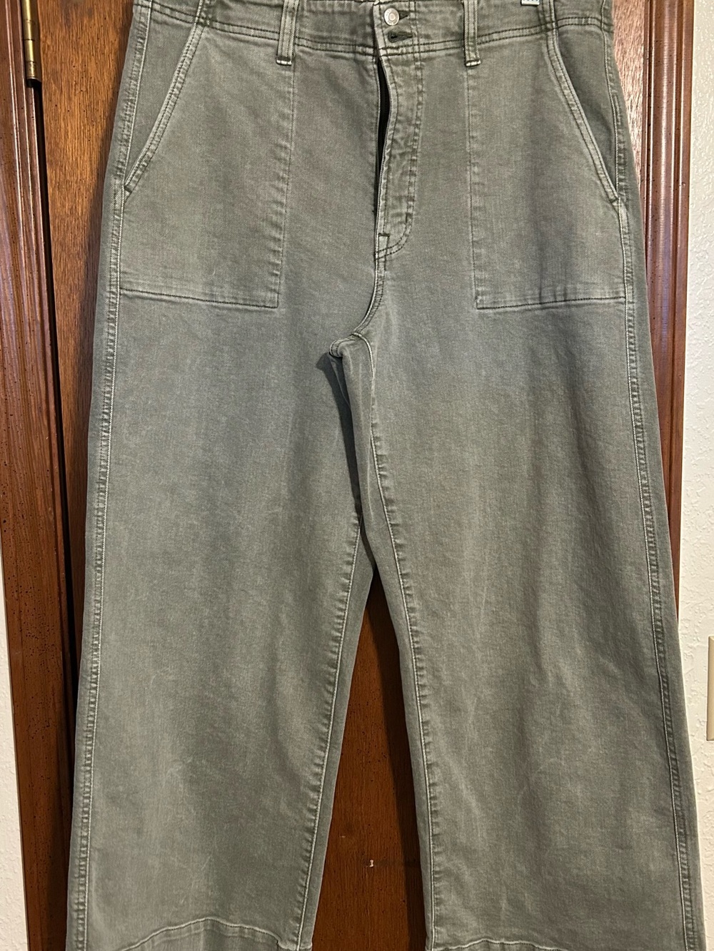 GAP Olive Green High-Rise Wide-Leg Crop Jeans